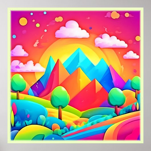 虹鮮やかの風景画 ポスター (正面)