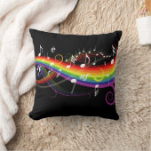 虹黒の白い音楽ノート クッション (ブランケット)