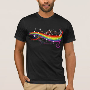 虹黒の白い音楽ノート Tシャツ