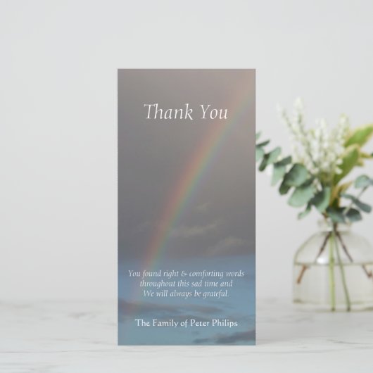 虹1の悔やみや弔慰は写真カード感謝していしています サンキューカード (スタンド正面)