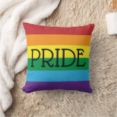 虹6色、プライドブラック文字カスタマイズ クッション (ブランケット)