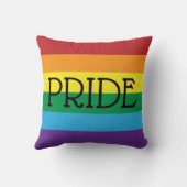 虹6色、プライドブラック文字カスタマイズ クッション (裏面)
