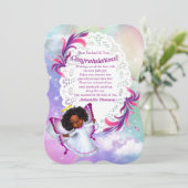 虹、ふわふわの雲と蝶のおめでとうカード 招待状 (スタンド正面)