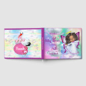 虹、ふわふわの雲と蝶のベビーガール ゲストブック (全面)