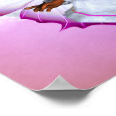 虹、ふわふわの雲と蝶のベビーガール ポスター (角)