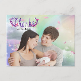 虹、ふわふわの雲、蝶の写真はがき ポストカード