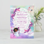 虹、ふわふわの雲、蝶の赤ちゃんシャワー サンキューカード (スタンド正面)