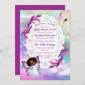 虹、ふわふわの雲、蝶の赤ちゃんシャワー サンキューカード (正面/裏面)