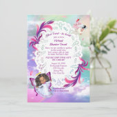 虹、ふわふわの雲、蝶の赤ちゃんシャワー サンキューカード (スタンド正面)