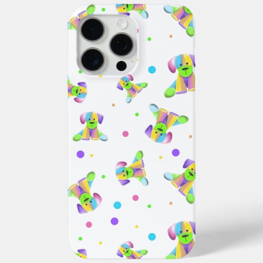 虹 キッズ 犬 子犬 水玉 明るい 楽しい カラフル Case-Mate iPhoneケース (裏面)