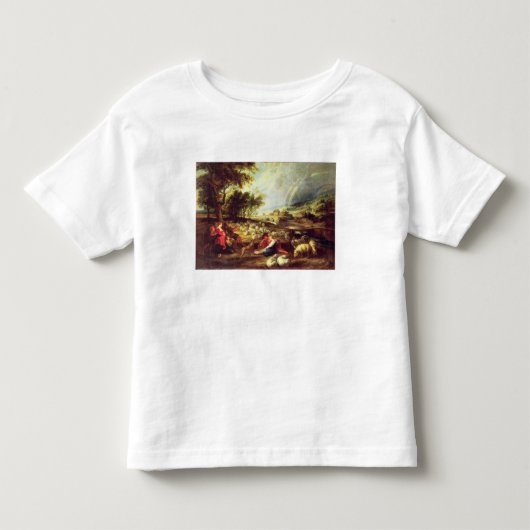 虹(キャンバスの油)との景色 トドラーTシャツ (正面)