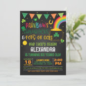 虹、シャムロックと金ゴールドのポット(B)誕生日 招待状 (スタンド正面)