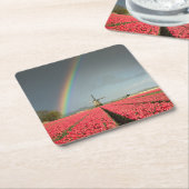 虹、チューリップおよび風車のコースター スクエアペーパーコースター (アングル)