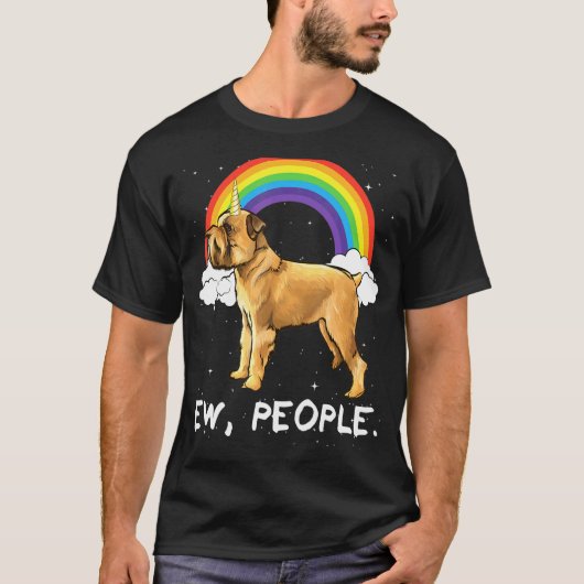 虹 ブリュッセル グリフォン 嫌な人々 ユニコーン 犬 Tシャツ (正面)