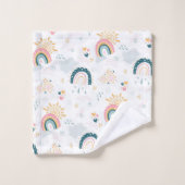 虹、太陽、雲とハート バスタオルセット (ウォッシュタオル)