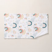 虹、太陽、雲とハート バスタオルセット (ハンドタオル)