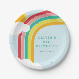 虹、太陽、雲キッドの誕生日パーティー ペーパープレート