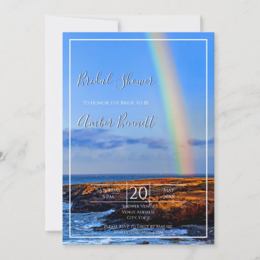 虹、希望、幸せ結婚のブライダルシャワー 招待状 (正面)