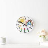 虹、日差し、蝶、チューリップ子供 ラウンド壁時計 (ホーム)