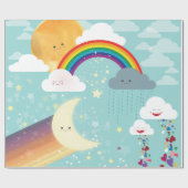 虹、月および星のギフト用包装紙 ラッピングペーパー (フラット)