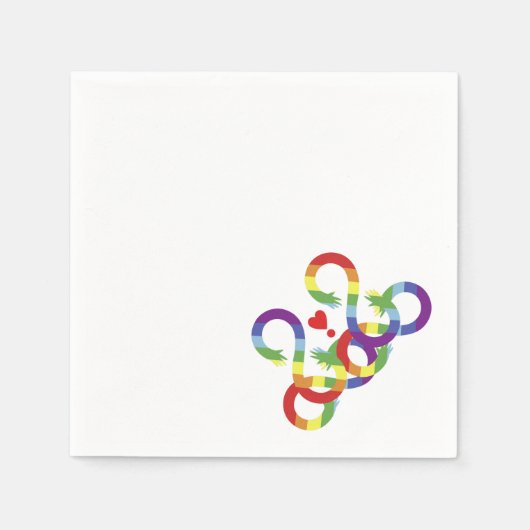 虹、色付き手 スタンダードカクテルナプキン (正面)