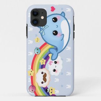 虹、雲および星とnarwhalかわいいベビー iPhone 11 ケース