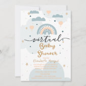 虹、雲星仮想ベビーシャワー 招待状 (正面)