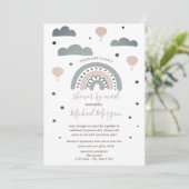 虹、雲、ドットのバーチャルベイビーシャワー（郵送） 招待状 (スタンド正面)
