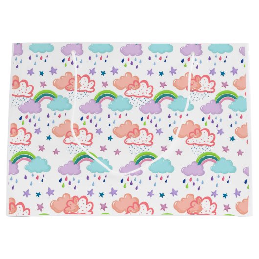 虹、雲、星の抱き枕 ラージペーパーバッグ (正面)