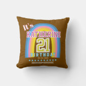 虹 21 誕生日 ブラウン クッション (正面)