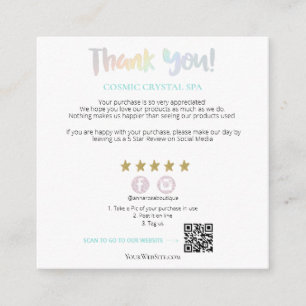 *~*虹。QR AP8 THANK YOU 金ゴールドStar Review エンクロージャーカード