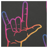 虹ASL I愛パターン(の模様が)あるな生地 ファブリック (クローズアップ)