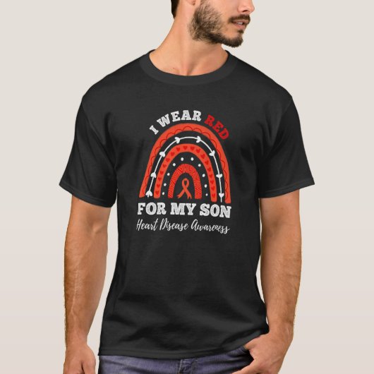 虹I衣服レッド私の息子のハート病アワーン Tシャツ (正面)