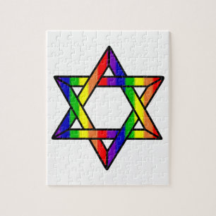 虹Zazzle.png重複のダビデの星 ジグソーパズル