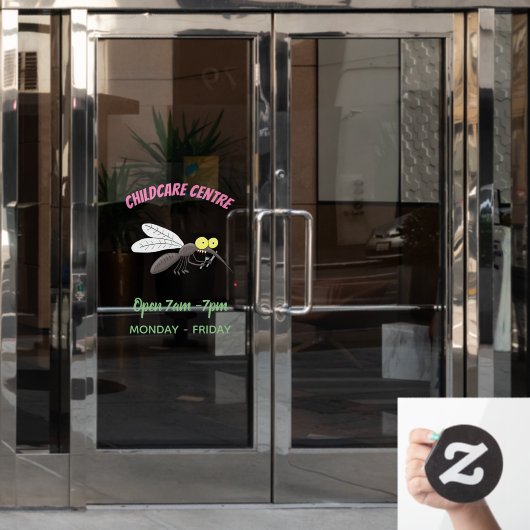 蚊おもしろい虫漫画イラストレーション ウィンドウサイン (オフィスドア)