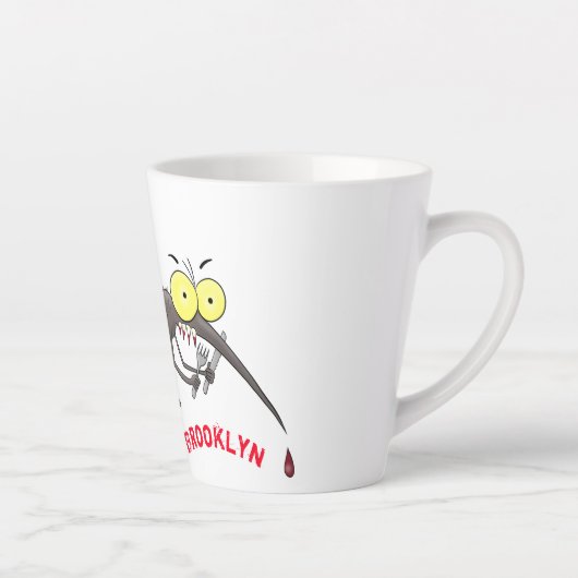 蚊おもしろい虫漫画イラストレーション カフェラテマグ (右)