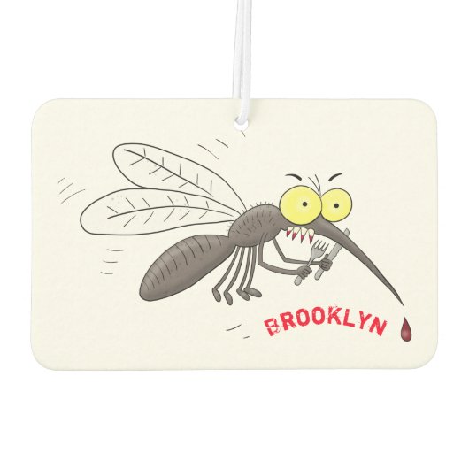 蚊おもしろい虫漫画イラストレーション カーエアーフレッシュナー (裏面)