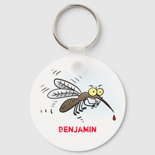 蚊おもしろい虫漫画イラストレーション キーホルダー (正面)