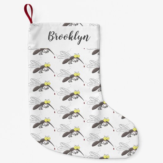 蚊おもしろい虫漫画イラストレーション スモールクリスマスストッキング (正面)