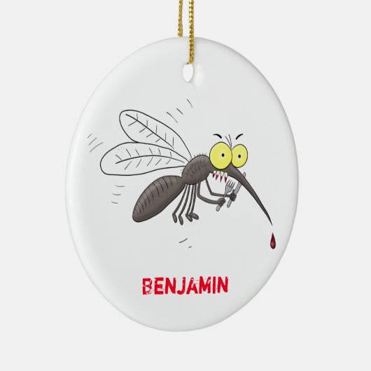 蚊おもしろい虫漫画イラストレーション セラミックオーナメント (右)