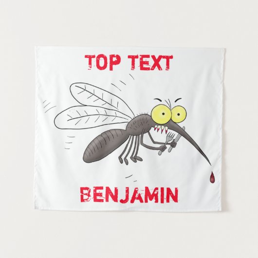 蚊おもしろい虫漫画イラストレーション タペストリー (正面(横))