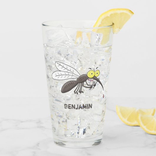蚊おもしろい虫漫画イラストレーション タンブラーグラス (アイス裏面)