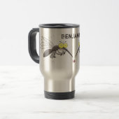 蚊おもしろい虫漫画イラストレーション トラベルマグ (正面左)