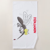 蚊おもしろい虫漫画イラストレーション ビーチタオル (正面)