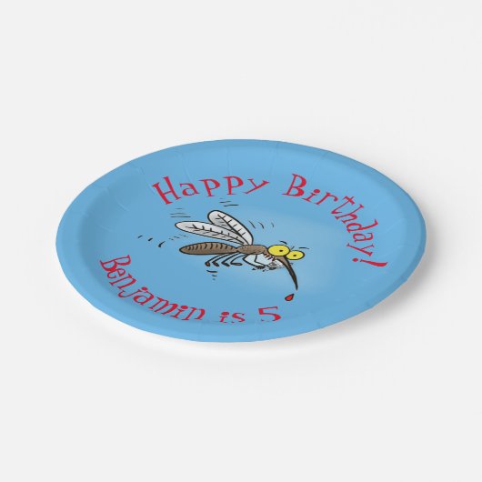 蚊おもしろい虫漫画イラストレーション ペーパープレート (アングル)