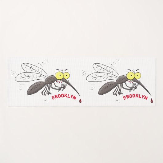 蚊おもしろい虫漫画イラストレーション ヨガマット (正面(横))