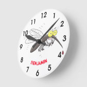蚊おもしろい虫漫画イラストレーション ラウンド壁時計 (傾斜)