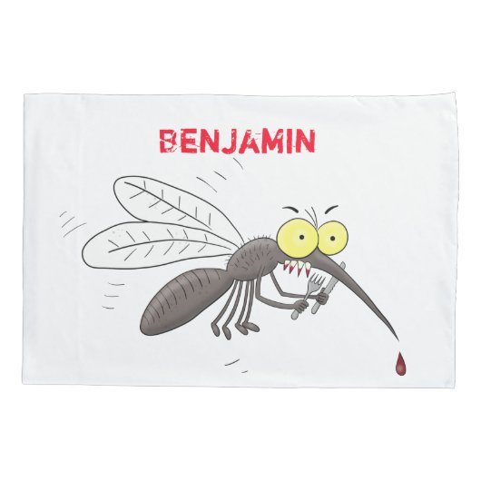 蚊おもしろい虫漫画イラストレーション 枕カバー (裏面)