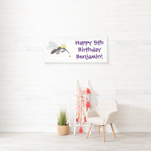 蚊おもしろい虫漫画イラストレーション 横断幕 (インサイチュ)