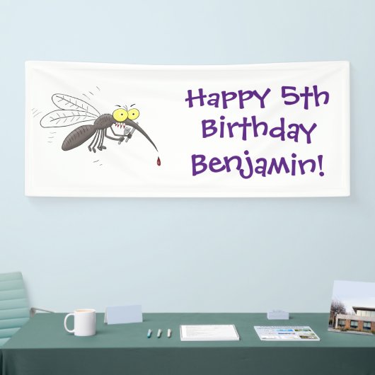 蚊おもしろい虫漫画イラストレーション 横断幕 (トレードショー)